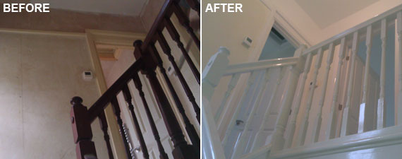 Stairs and banisters before and after