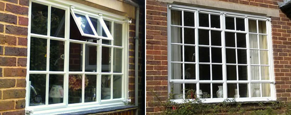 Two freshly decorated metal window frames