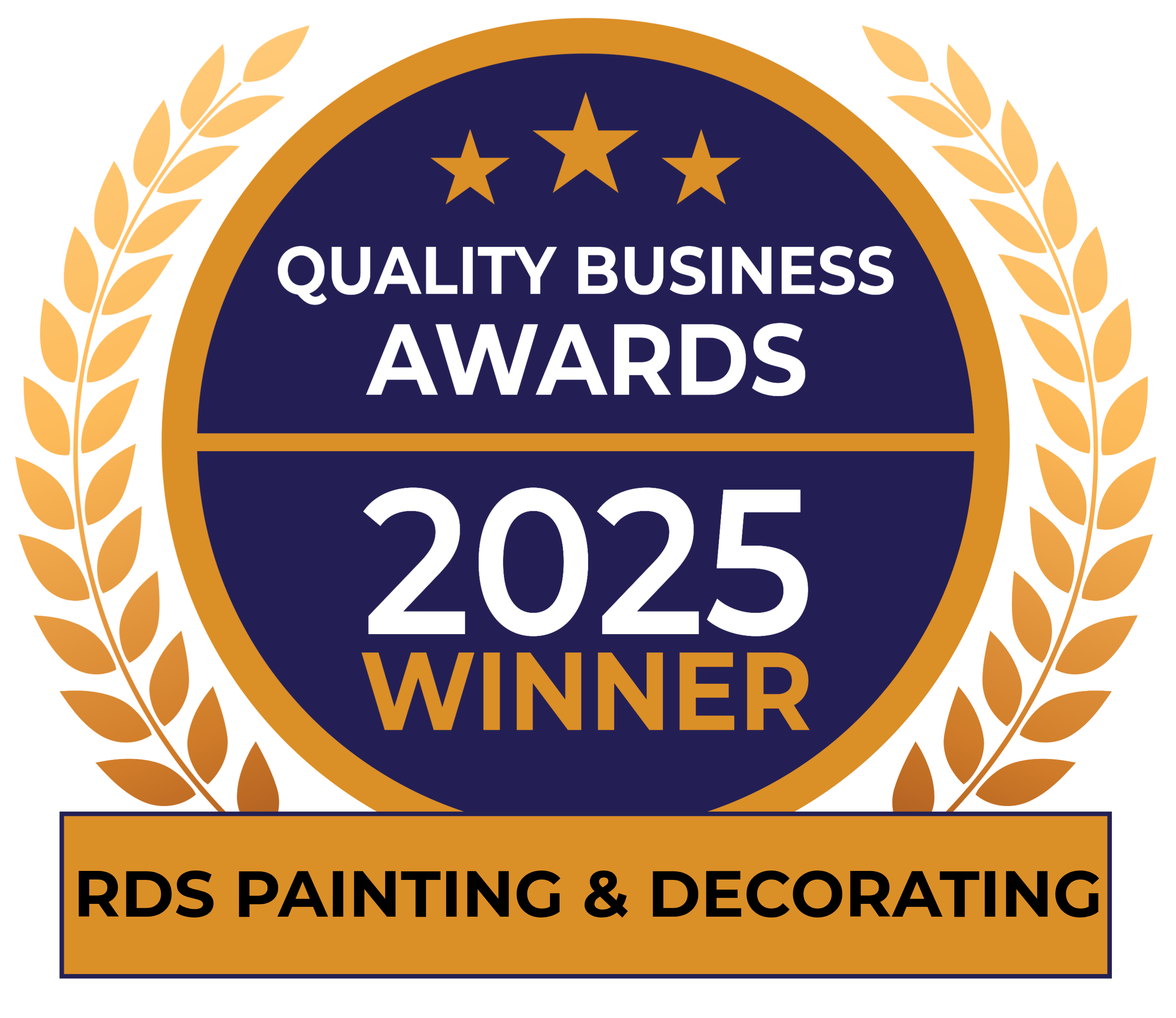Quality Business Awards 2025 winner badge for RDS Painting & Decorating